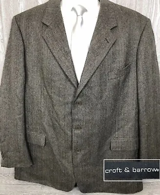 Croft & Barrow Mens Brown Lambswool 3 Button Sport Coat 50 Long (t1) • $45