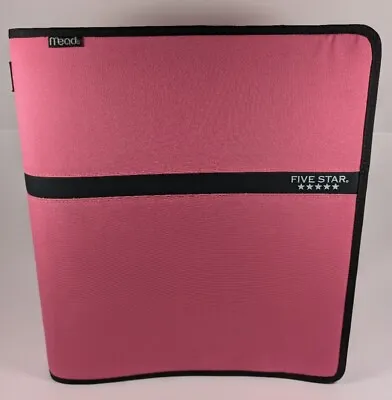 Mead Five Star 1 1/2  Inch Zipper Binder 3-Ring W/ Pockets Pink Black New No Tag • $14.88