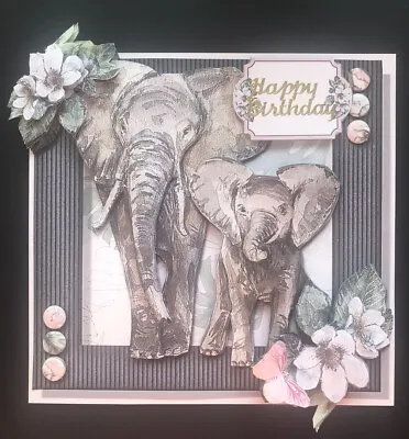 £1.90 • Buy Handmade Gorgeous Female Elephant Birthday Decoupage Card Topper