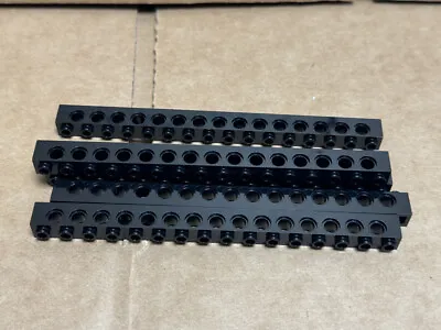 LEGO Parts - Black Technic Brick 1 X 16 With Holes - No 3703 - QTY 5 • $22.14
