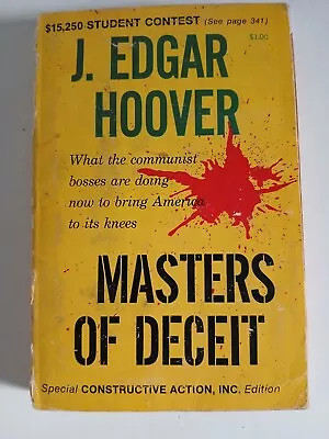 Masters Of Deceit By J Edgar Hoover Paperback 1958 • $26.95