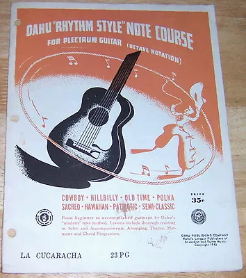 1943 Oahu  Rhythm Style  Note Course Plectrum Guitar Sheet Music S2 • $12.99