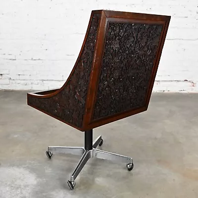 Vintage Chinoiserie Hand Carved Rosewood Rolling Desk Chair From Bangkok Thailan • $2495