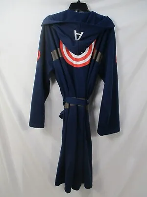 Captain America Robe Mens One Size Blue Hooded Long Sleeve Belted Polyester • $29.99