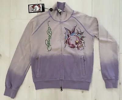 Women Rare Authentic Ed Hardy By Christian Audigier Colored Aged Track Jacket/m • £91.69