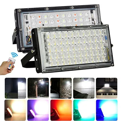 50W 240V LED Flood Light Garden Outdoor Security Landscape RGB LED Spotlight UK • £7.39