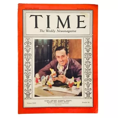 VTG Time Magazine December 27 1937 Vol 30 No. 26 Walt Disney & The Seven Dwarfs • $359.96