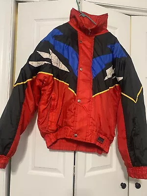 VTG 90s Men's Yamaha Sportswear Red Snowmobile Jacket Red Black Blue White Sz L • $45