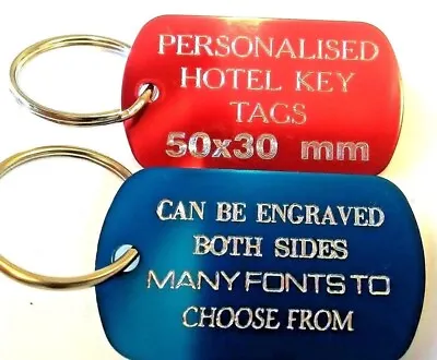 Personalised Engraved Key Tags/I.D.Tag Keyrings Clubs Hotel Door School • £2.49