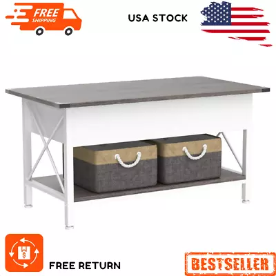 36 Lift Top Coffee Table With Free Cloth Storage Bins/White Walnut Coffee Table • $169.81