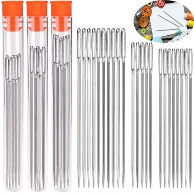 23X Large Big Eye Stitching Needles 1.9/2.1/2.4 In Hand Sewing Needles With Tube • $5.99