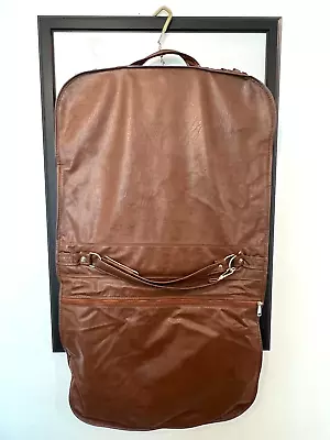 Vintage Samsonite Brown Leather Bi-Fold Hanging Garment Travel Bag Luggage • $65.50