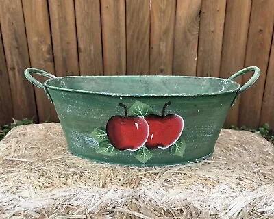 Oval Metal Painted Garden Bucket Planter Apples With Handles • $24.99
