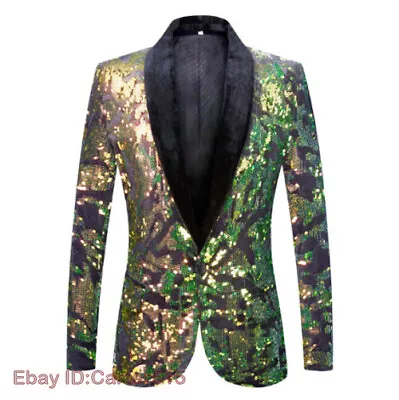 Men's Blazer Formal Dress Suits Slim Costume Party Banquet Sequins Stage Singer • $62.47