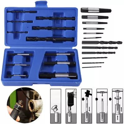 12Pcs/Set Damaged Broken Screw Stud Puller Bolt Remover Extractor Easy Out Kit • £10.21