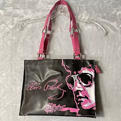 Elvis Presley Purse Womens Bag Black Pink Embroidery Rhinestones Art To Wear * • $34.88