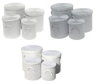 Round Laundry Basket Storage Hamper Washing Bin With Lid PVC Handles • £27