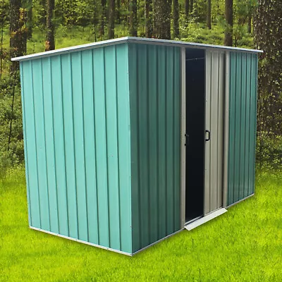 8X4 Metal Garden Shed  Storage Sheds House Pent Roof Sliding Doors Chest Box • £149.99