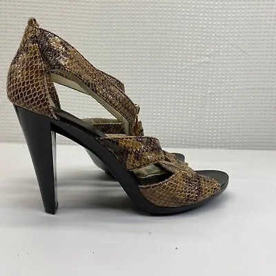 MICHAEL KORS Leather Berkley T-Strap - Size 7.5 M - Snake Print Womens Sandals • $28.99