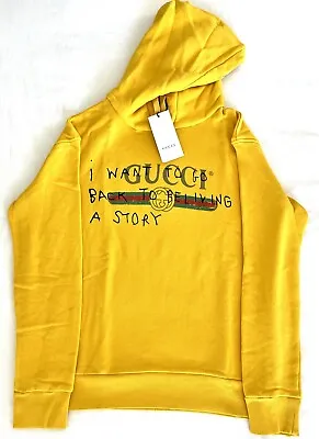 Gucci X Coco Capitan Vintage Style Yellow Ripped Hoodie Sweater Size L  • $950