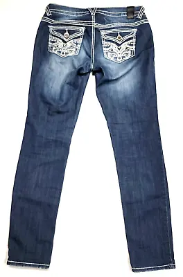 Vanity Premium Whiskered Dark-Blue Denim Flap Pocket Jeans Women's 31X32 • $11