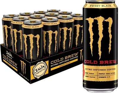 Monster Energy Java Nitro Cold Brew Sweet Black Coffee + Energy Drink Pack Of 12 • $37.99