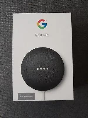 $45 • Buy Google Nest Mini 2nd Generation Smart Speaker Charcoal Grey Boxed - As New