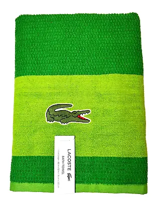 LACOSTE 30” X 52” Bath Towel Green 100% Cotton Big Crocodile Logo • £27.58