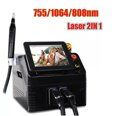 New 2 In1 808nm Diode Laser Nd Yag Laser Pico Laser Tattoo Hair Removal Machine • $1215.99