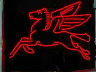 Mobil Gas Oil Flying Horse Pegasus Neon Light Sign 20 X16  Beer Bar Lamp • $130.79