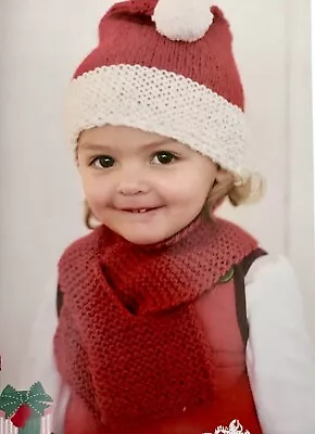 Knitting Pattern - Children’s Father Christmas Hat & Scarf Santa - FCK17 • £2.15