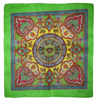 22 X22  Ornate Paisley Mosaic Multi Color Green 100% Cotton Bandana • $6.44