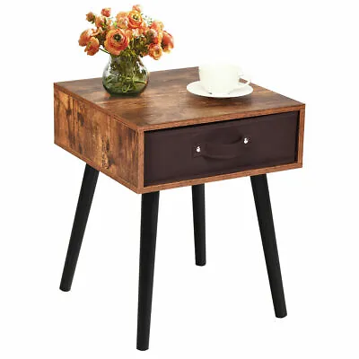 £33.99 • Buy Industrial Nightstand Wooden Bedside Table Removable Fabric Drawer End Table
