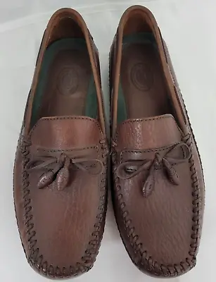 H.s. Trask Brown Pebbled Grain Leather Tassel Kiltie Loafers Slip Ons Size 9 M • $55