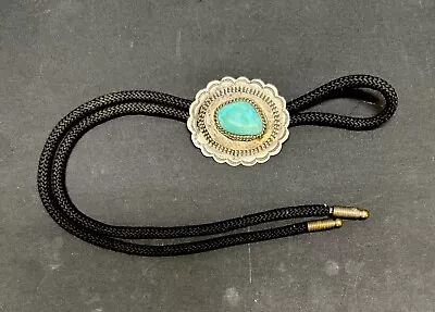 Vintage Native American Silver & Turquoise Bolo Tie • $75