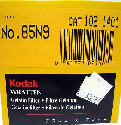 $29.99 • Buy New 75mm 3x3  Kodak 85N9 Wratten Gel Filter Filters