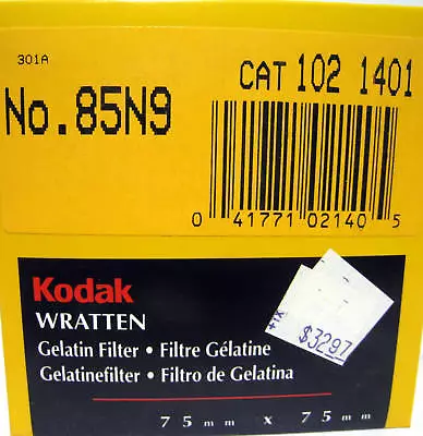 $29.99 • Buy New 75mm 3x3  Kodak 85N9 Wratten Gel Filter Filters