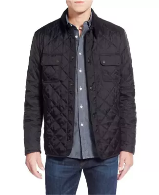 EUC XXL Men's Barbour Tinford Quilted Snap Button Coat In Black • $64.99