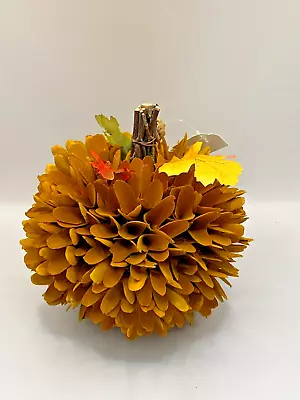 Wood Curl 8  Pumpkin With Acorns Pinecones Fall Thanksgiving Holiday Free Ship • $19.99