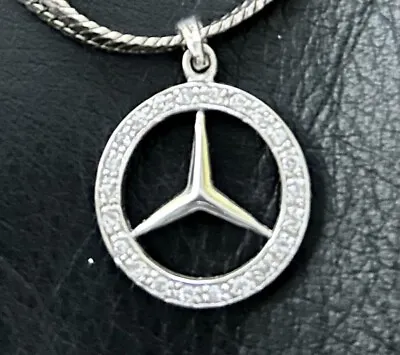 Unisex Sterling Marked 925 Mercedes Pendant With Cz’s • $25