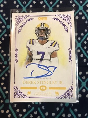 $24.99 • Buy 2022 Onyx Vintage Derek Stingley Jr. RC On Card Blue Auto VADS Texans LSU - RARE