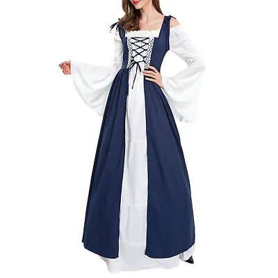 Elegant Dress Medieval Renaissance Style Flare Sleeve Women Loose Party Clothing • £19.17