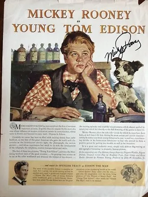 Mickey Rooney- Advertisement Signed For  Young Tom Edison  • $12