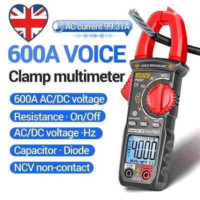 Clamp AC/DC Ammeter Voltmeter Votage Current Ohm Test Tool Smart Voice Broadcast • £22.70