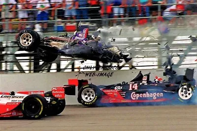 1995 Stan Fox Car Flies Over Aj Foyt Indy 500 Auto Racing Crash Wreck 8x12 Photo • $14.41