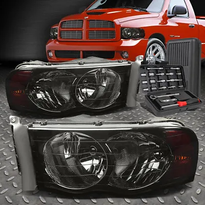 For 02-05 Dodge Ram 1500 2500 3500 Smoked Housing Amber Side Headlights+tool Set • $68.88