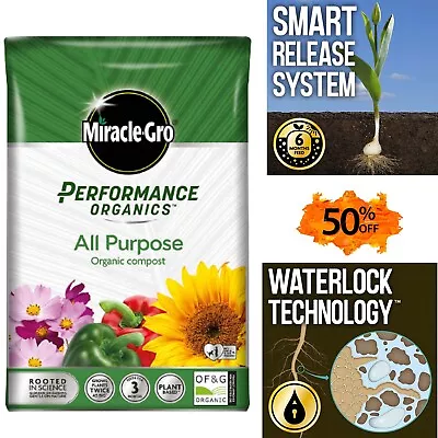 40L Miracle-Gro Organic Compost All Purpose Growing Soil Garden Flower Plant • £13.99