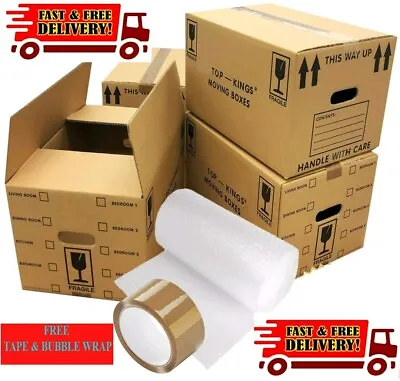 LARGE MOVING HOUSE BOXES Double Wall Cardboard Box NEW Removal Packing STRONG • £12.99