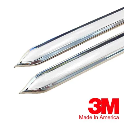 Vintage Style 7/8  White & Chrome Side Body Trim Molding - Formed Pointed Ends • $69.99