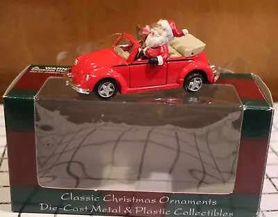 MAISTO CLASSIC CHRISTMAS Ornament Red VW Santa W/Rudolph  DIE-CAST 1999 • $16